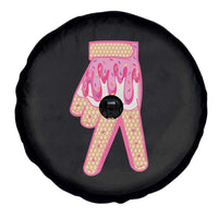 Pink Ice Cream Baseball Glove Sprinkles Drip Spare Tire Cover Funny V Sign