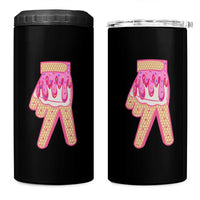 Pink Ice Cream Baseball Glove Sprinkles Drip 4 in 1 Can Cooler Tumbler Funny V Sign