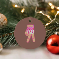 Pink Ice Cream Baseball Glove Sprinkles Drip Ceramic Ornament Funny V Sign - Wonder Print Shop