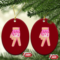 Pink Ice Cream Baseball Glove Sprinkles Drip Ceramic Ornament Funny V Sign - Wonder Print Shop