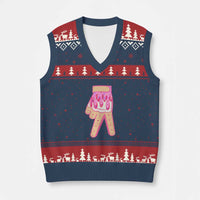 Pink Ice Cream Baseball Glove Sprinkles Drip V-Neck Knit Sweater Vest Funny V Sign - Wonder Print Shop