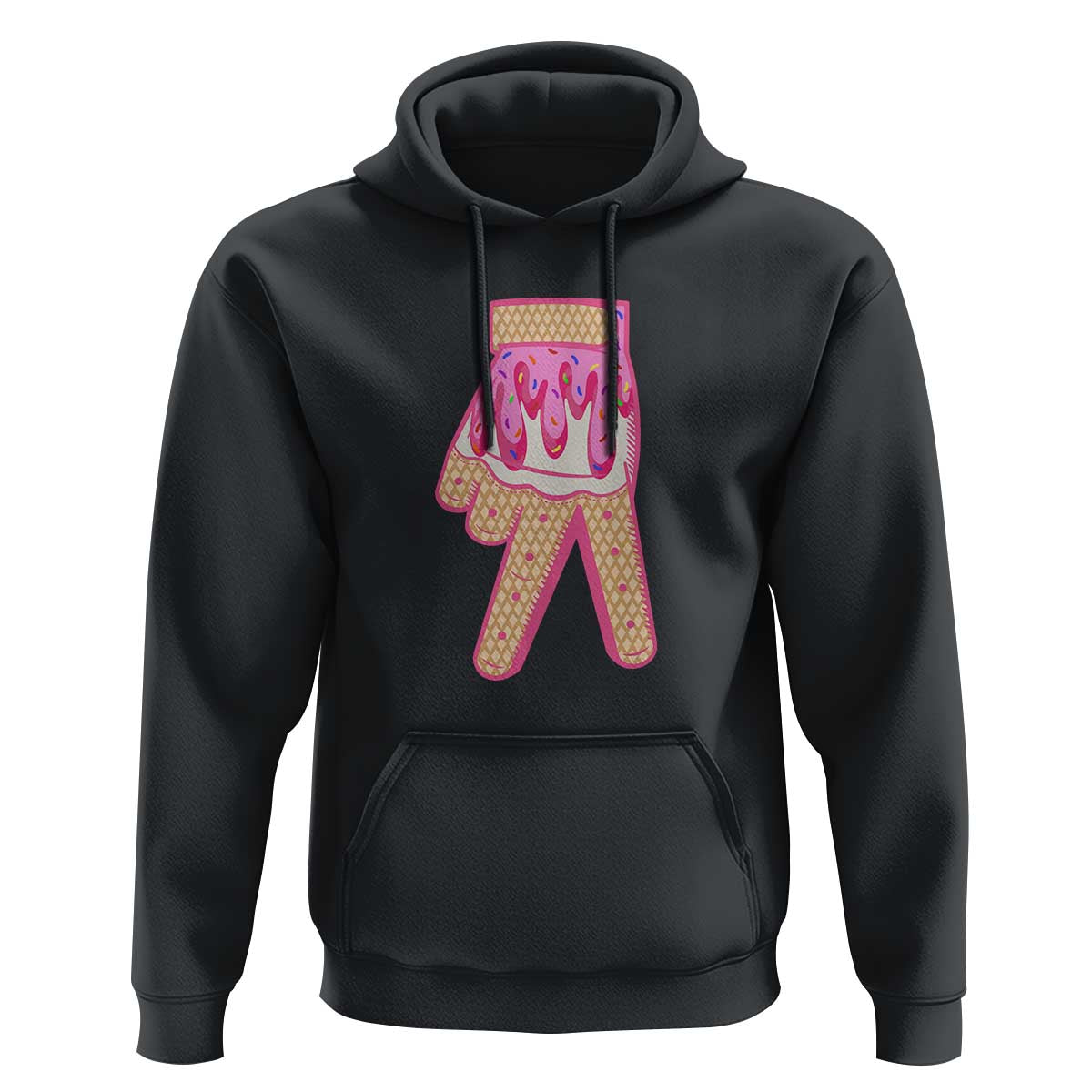 Pink Ice Cream Baseball Glove Sprinkles Drip Hoodie Funny V Sign