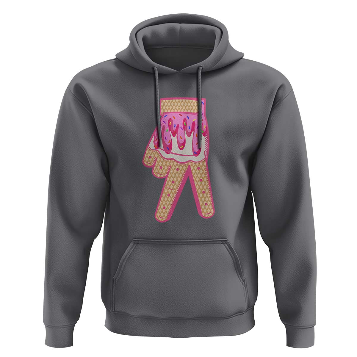 Pink Ice Cream Baseball Glove Sprinkles Drip Hoodie Funny V Sign