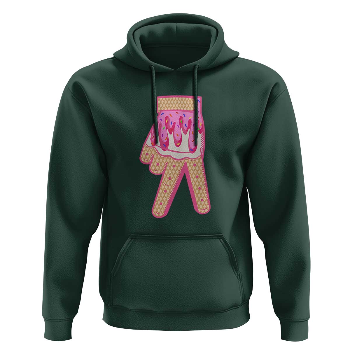 Pink Ice Cream Baseball Glove Sprinkles Drip Hoodie Funny V Sign