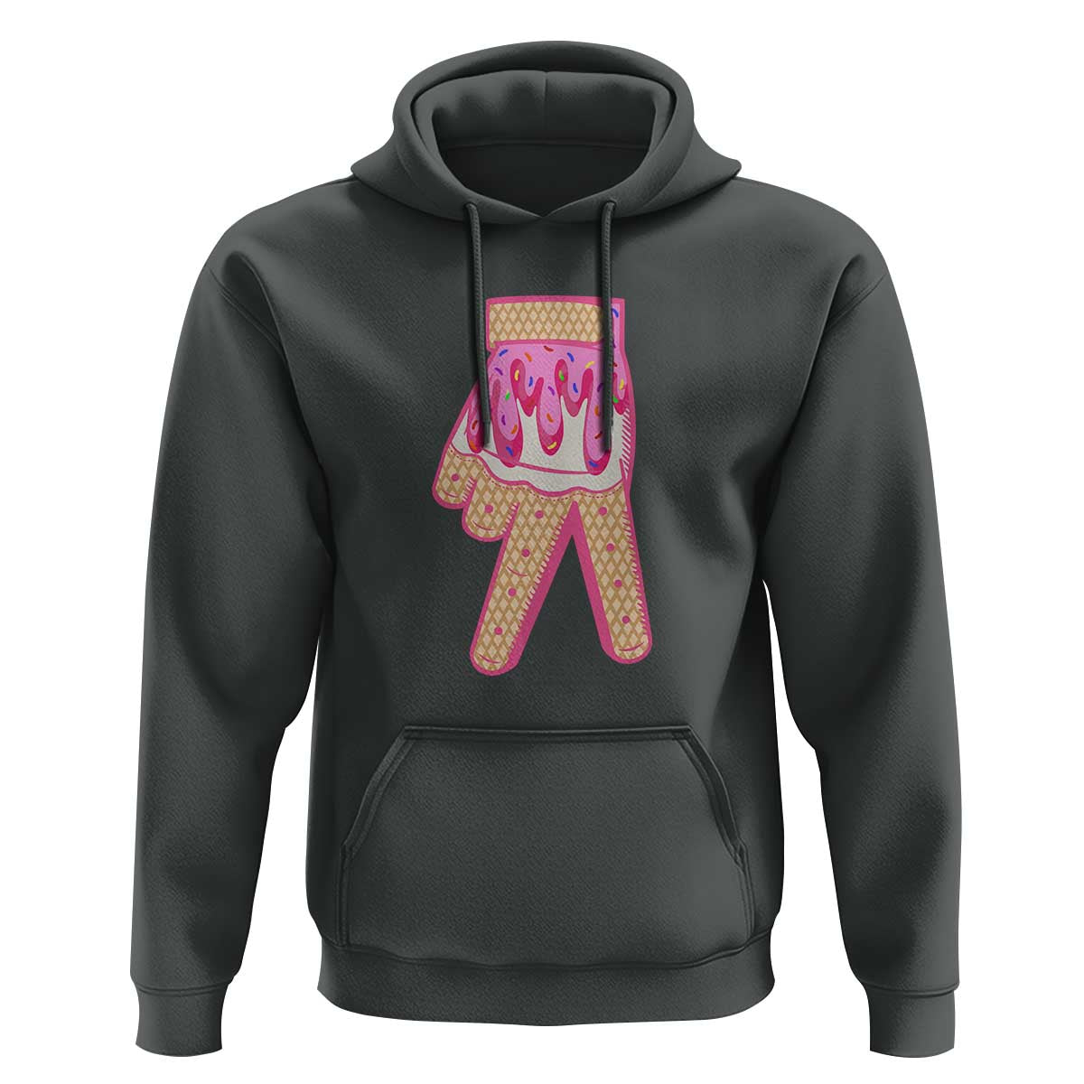 Pink Ice Cream Baseball Glove Sprinkles Drip Hoodie Funny V Sign