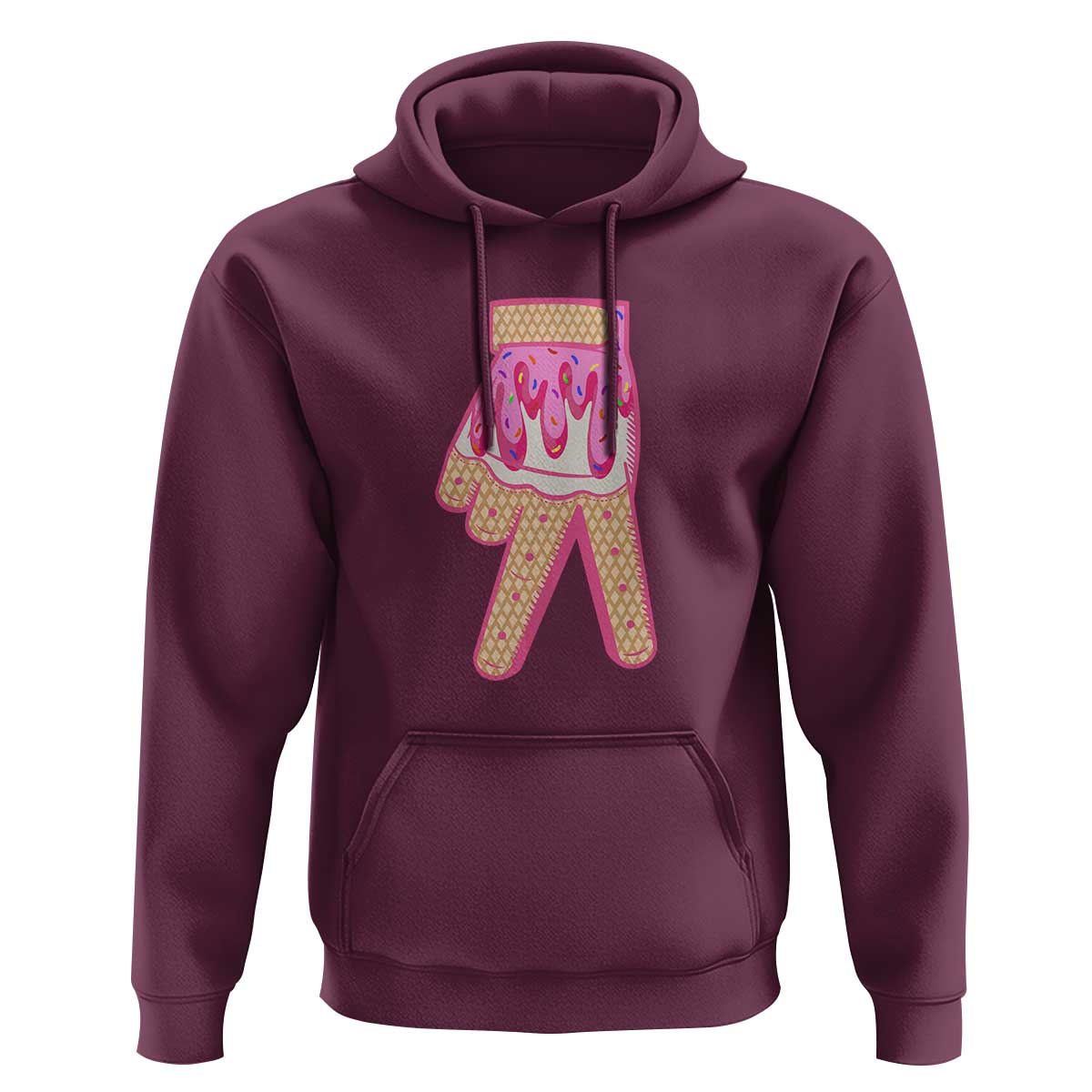 Pink Ice Cream Baseball Glove Sprinkles Drip Hoodie Funny V Sign