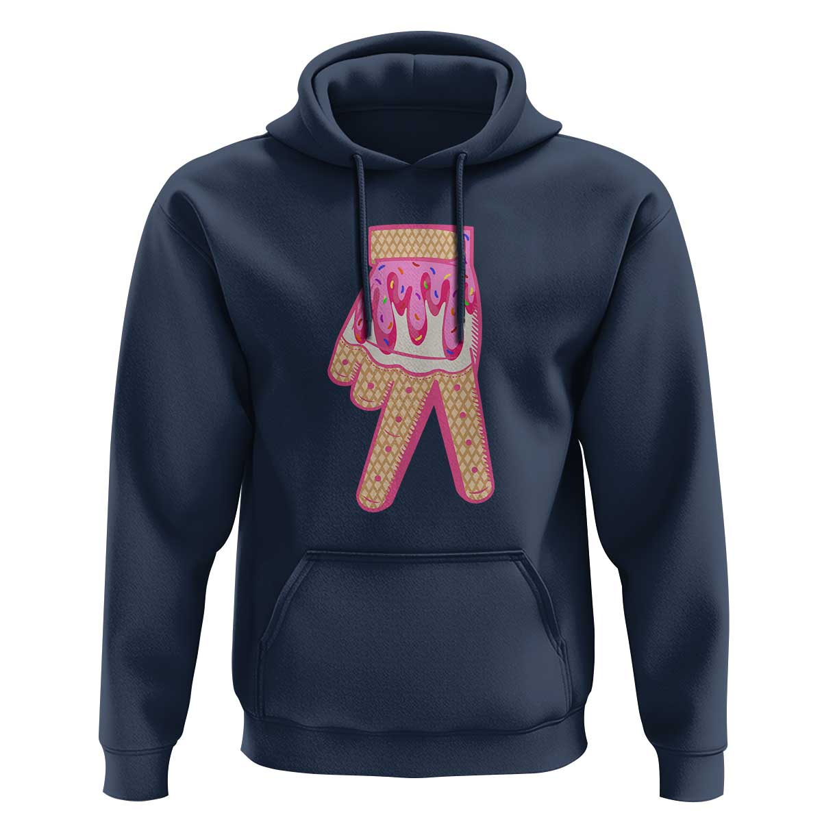 Pink Ice Cream Baseball Glove Sprinkles Drip Hoodie Funny V Sign