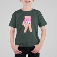 Pink Ice Cream Baseball Glove Sprinkles Drip T Shirt For Kid Funny V Sign