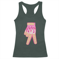 Pink Ice Cream Baseball Glove Sprinkles Drip Racerback Tank Top Funny V Sign