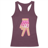 Pink Ice Cream Baseball Glove Sprinkles Drip Racerback Tank Top Funny V Sign