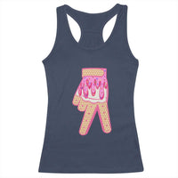 Pink Ice Cream Baseball Glove Sprinkles Drip Racerback Tank Top Funny V Sign