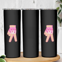 Pink Ice Cream Baseball Glove Sprinkles Drip Skinny Tumbler Funny V Sign