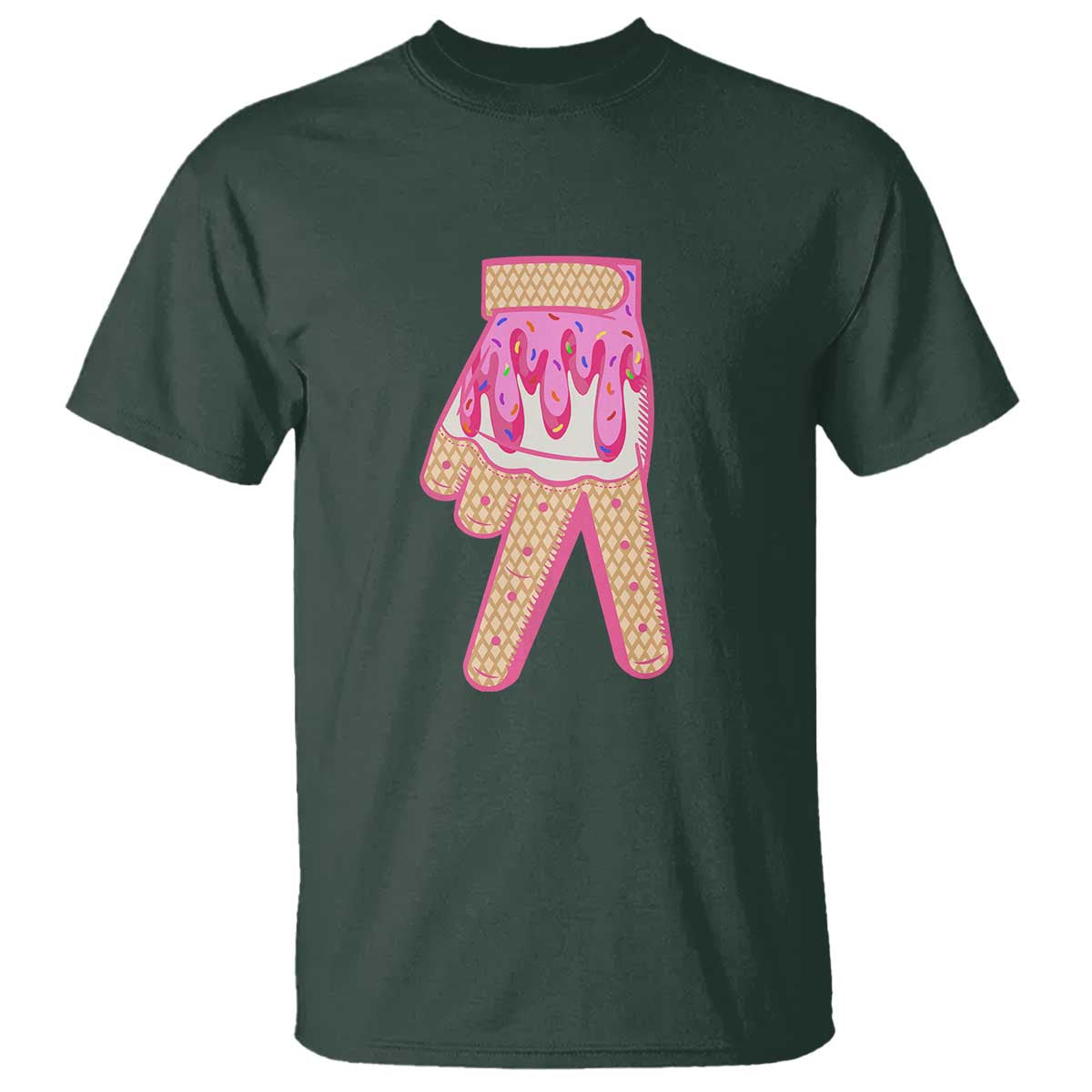 Pink Ice Cream Baseball Glove Sprinkles Drip T Shirt Funny V Sign