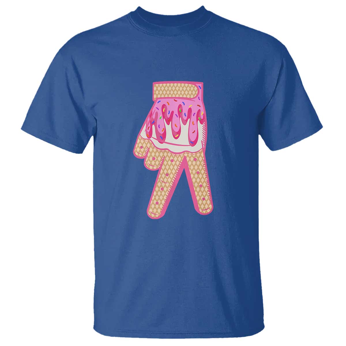 Pink Ice Cream Baseball Glove Sprinkles Drip T Shirt Funny V Sign
