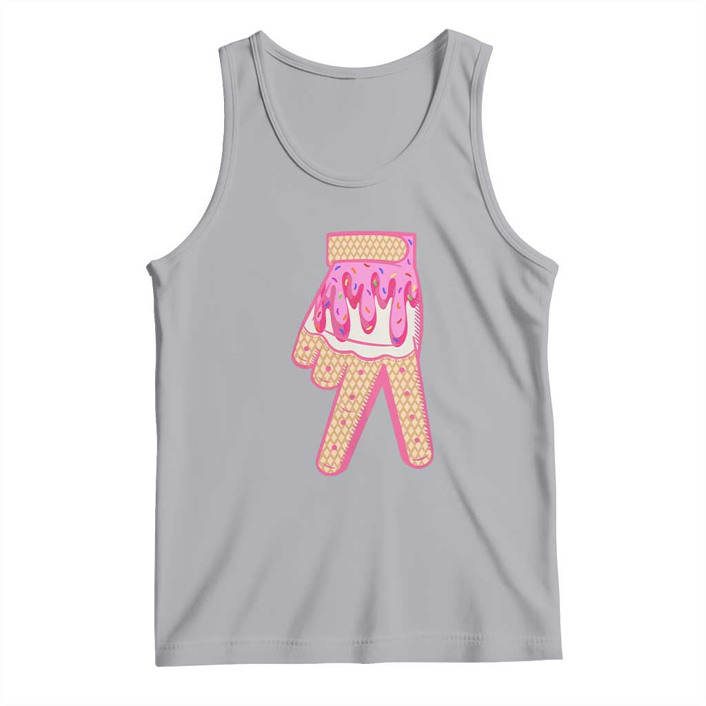 Pink Ice Cream Baseball Glove Sprinkles Drip Tank Top Funny V Sign
