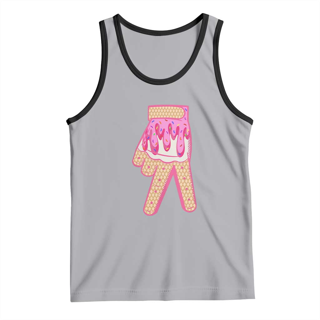 Pink Ice Cream Baseball Glove Sprinkles Drip Tank Top Funny V Sign