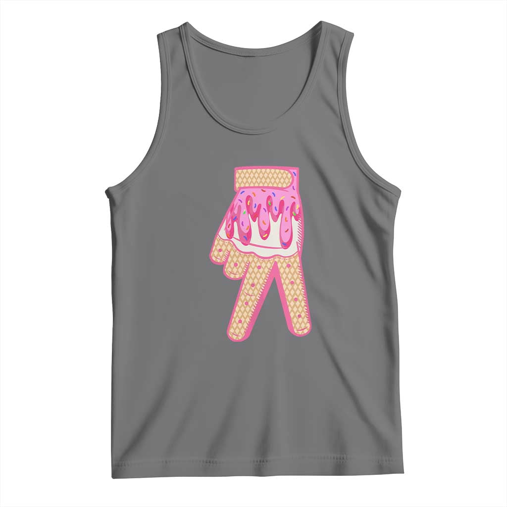 Pink Ice Cream Baseball Glove Sprinkles Drip Tank Top Funny V Sign