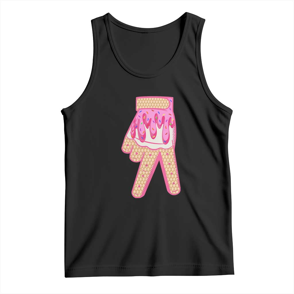 Pink Ice Cream Baseball Glove Sprinkles Drip Tank Top Funny V Sign