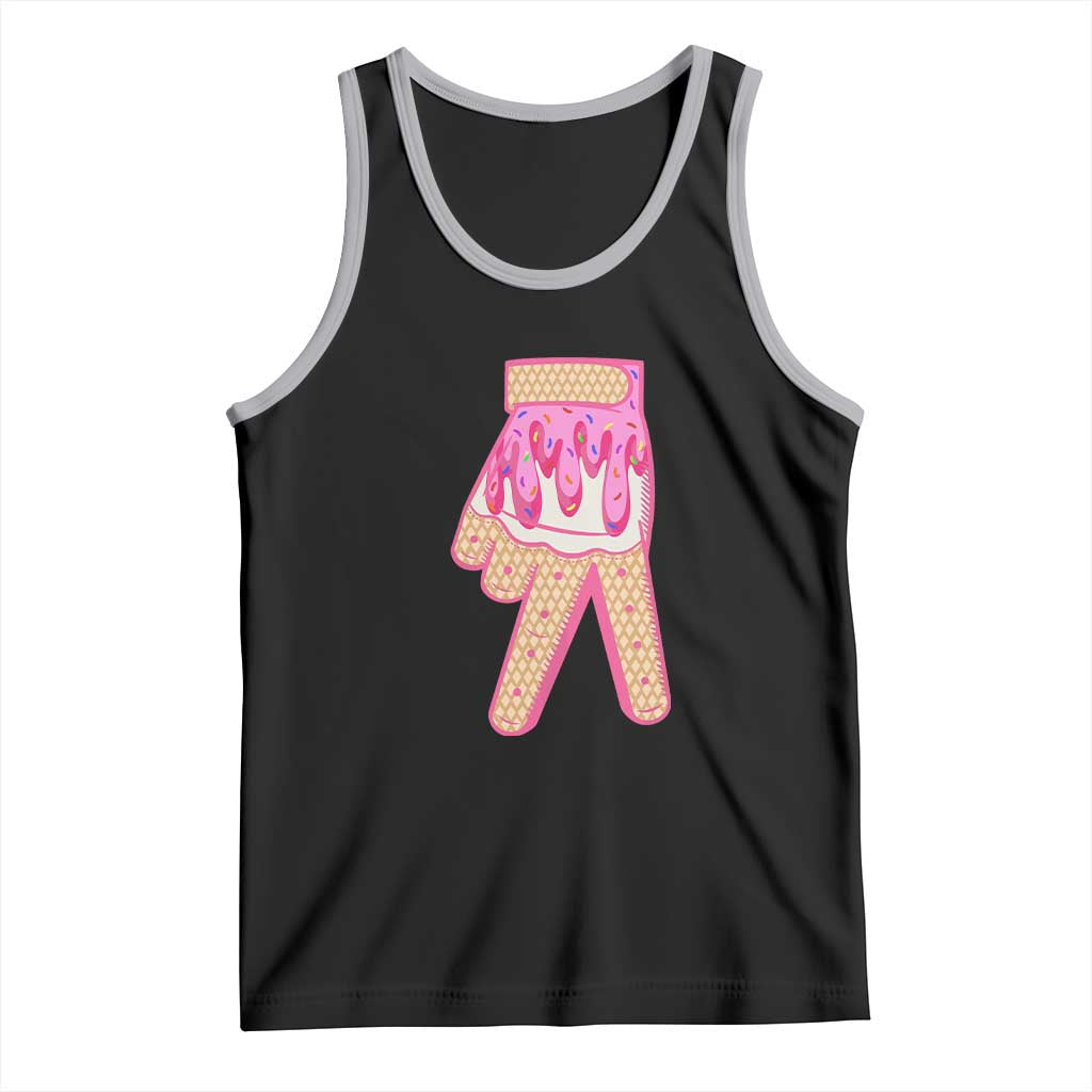 Pink Ice Cream Baseball Glove Sprinkles Drip Tank Top Funny V Sign