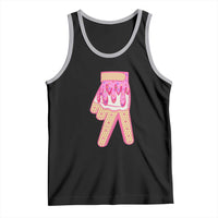 Pink Ice Cream Baseball Glove Sprinkles Drip Tank Top Funny V Sign