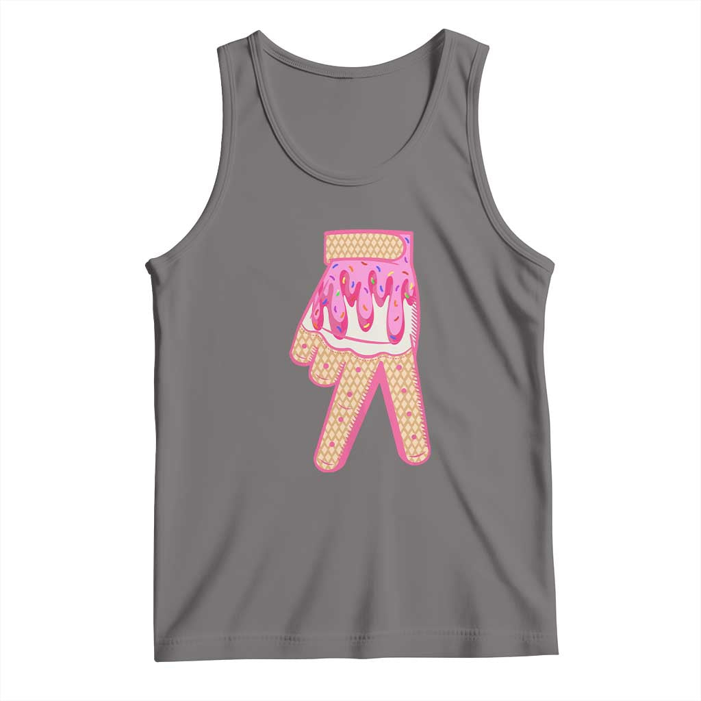 Pink Ice Cream Baseball Glove Sprinkles Drip Tank Top Funny V Sign