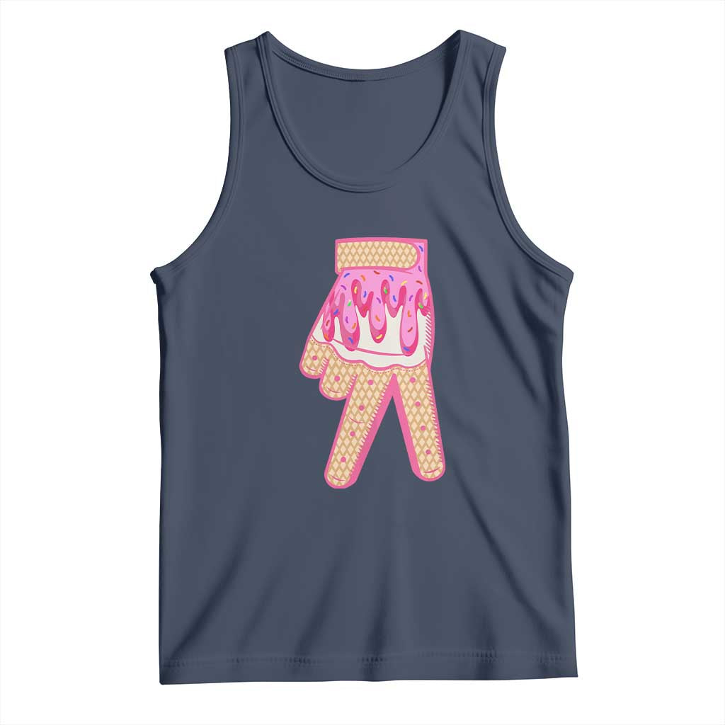 Pink Ice Cream Baseball Glove Sprinkles Drip Tank Top Funny V Sign