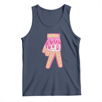 Pink Ice Cream Baseball Glove Sprinkles Drip Tank Top Funny V Sign