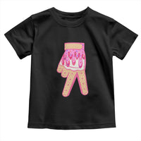 Pink Ice Cream Baseball Glove Sprinkles Drip Toddler T Shirt Funny V Sign