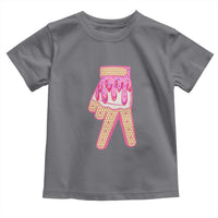 Pink Ice Cream Baseball Glove Sprinkles Drip Toddler T Shirt Funny V Sign