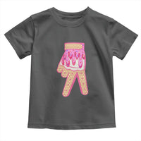 Pink Ice Cream Baseball Glove Sprinkles Drip Toddler T Shirt Funny V Sign