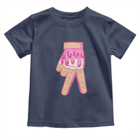 Pink Ice Cream Baseball Glove Sprinkles Drip Toddler T Shirt Funny V Sign
