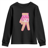 Pink Ice Cream Baseball Glove Sprinkles Drip Youth Sweatshirt Funny V Sign