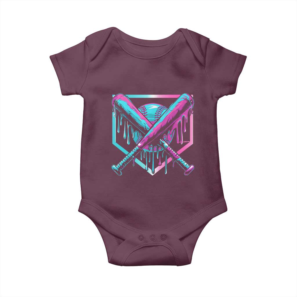 Baseball Drip Ice Cream Dripping Baby Onesie TS02