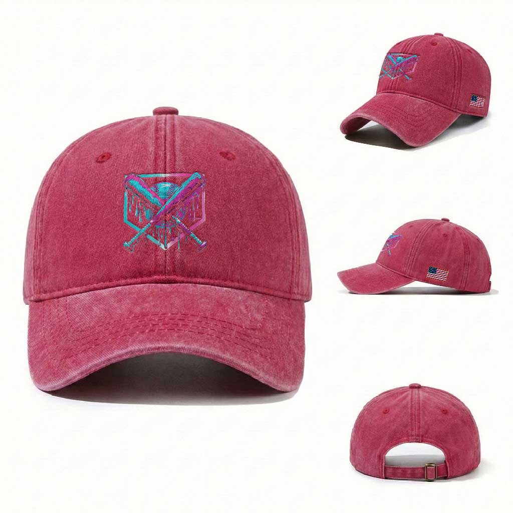 Baseball Drip Ice Cream Dripping Washed Cotton Baseball Cap
