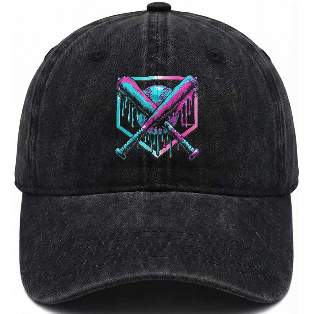 Baseball Drip Ice Cream Dripping Washed Cotton Baseball Cap