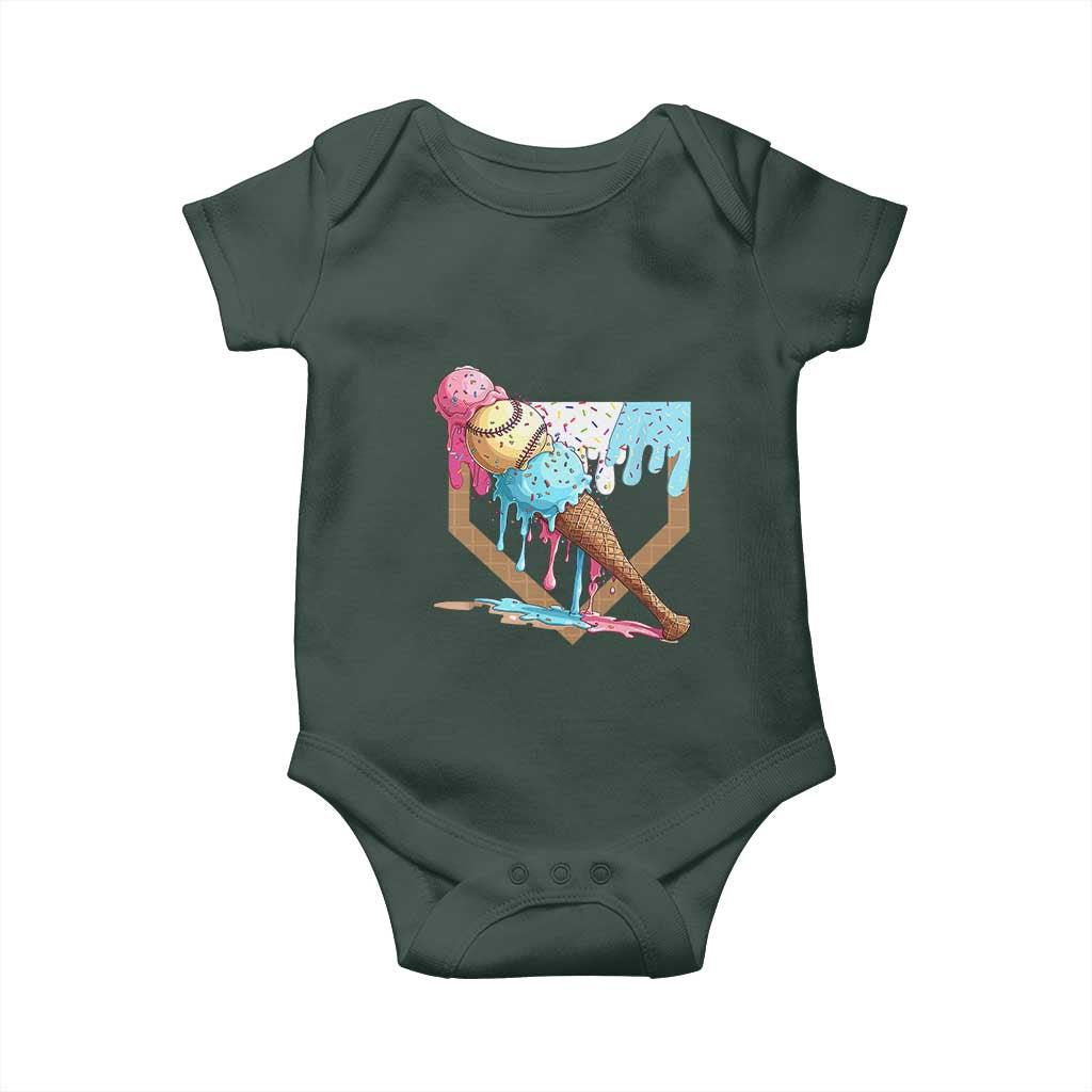 Baseball Home Ice Cream Dripping Baby Onesie