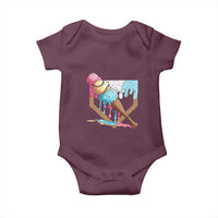 Baseball Home Ice Cream Dripping Baby Onesie