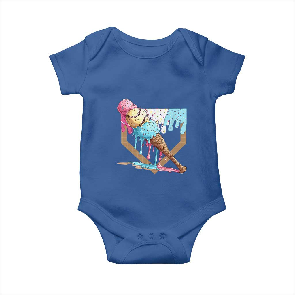 Baseball Home Ice Cream Dripping Baby Onesie