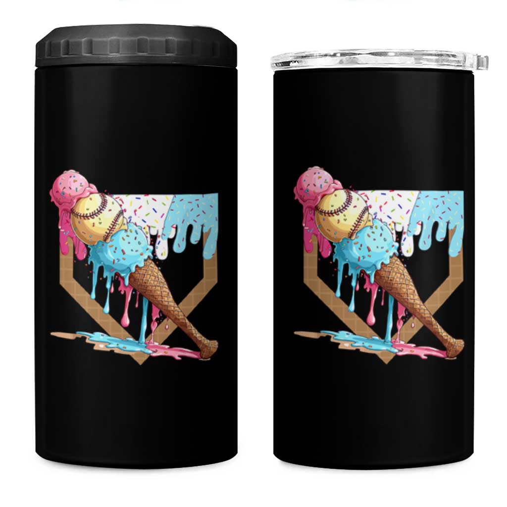 Baseball Home Ice Cream Dripping 4 in 1 Can Cooler Tumbler