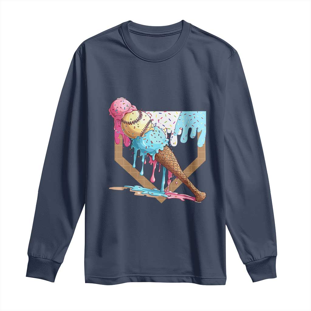 Baseball Home Ice Cream Dripping Long Sleeve Shirt