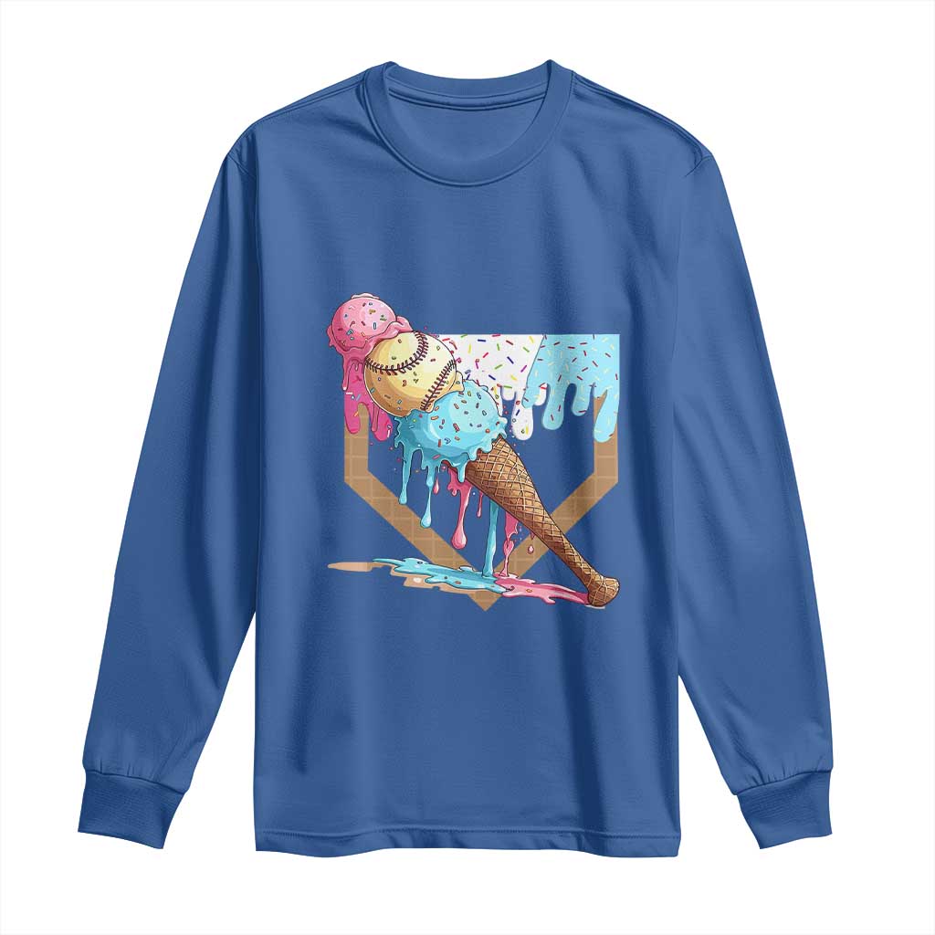 Baseball Home Ice Cream Dripping Long Sleeve Shirt