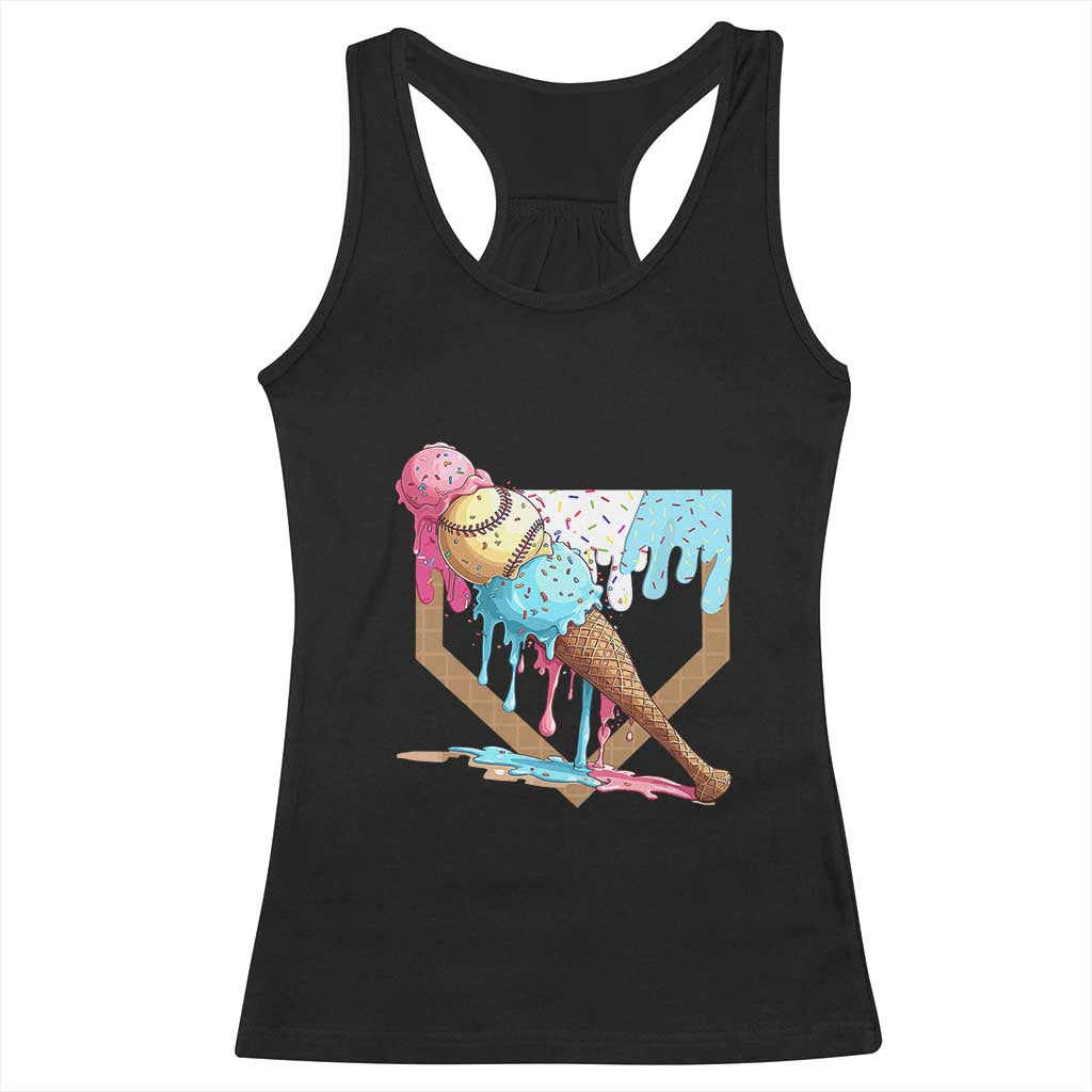 Baseball Home Ice Cream Dripping Racerback Tank Top