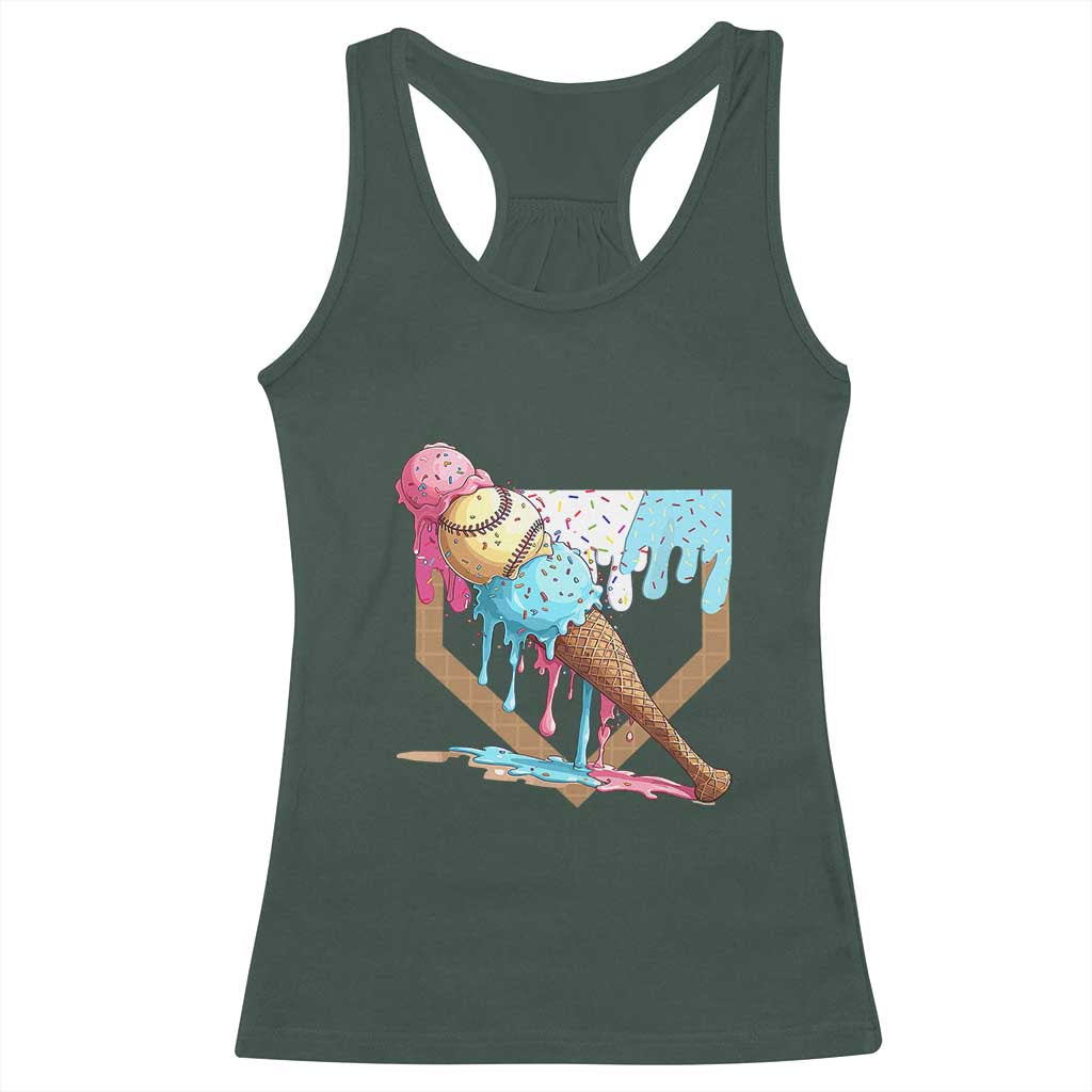 Baseball Home Ice Cream Dripping Racerback Tank Top
