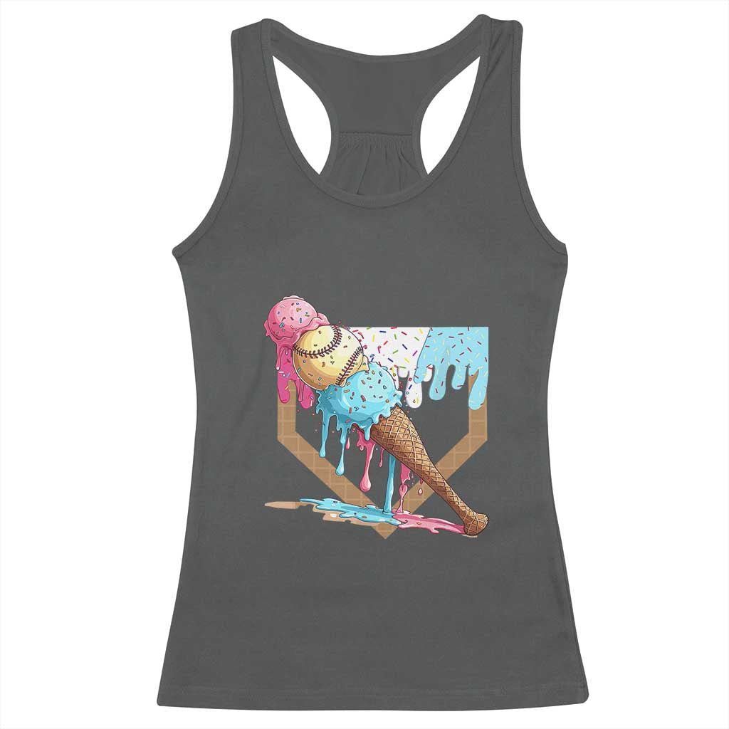 Baseball Home Ice Cream Dripping Racerback Tank Top