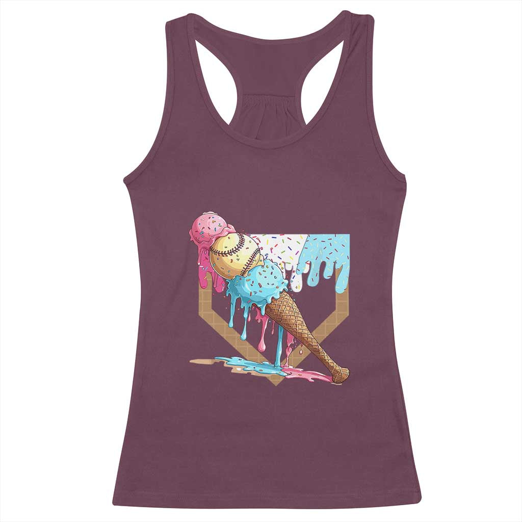 Baseball Home Ice Cream Dripping Racerback Tank Top