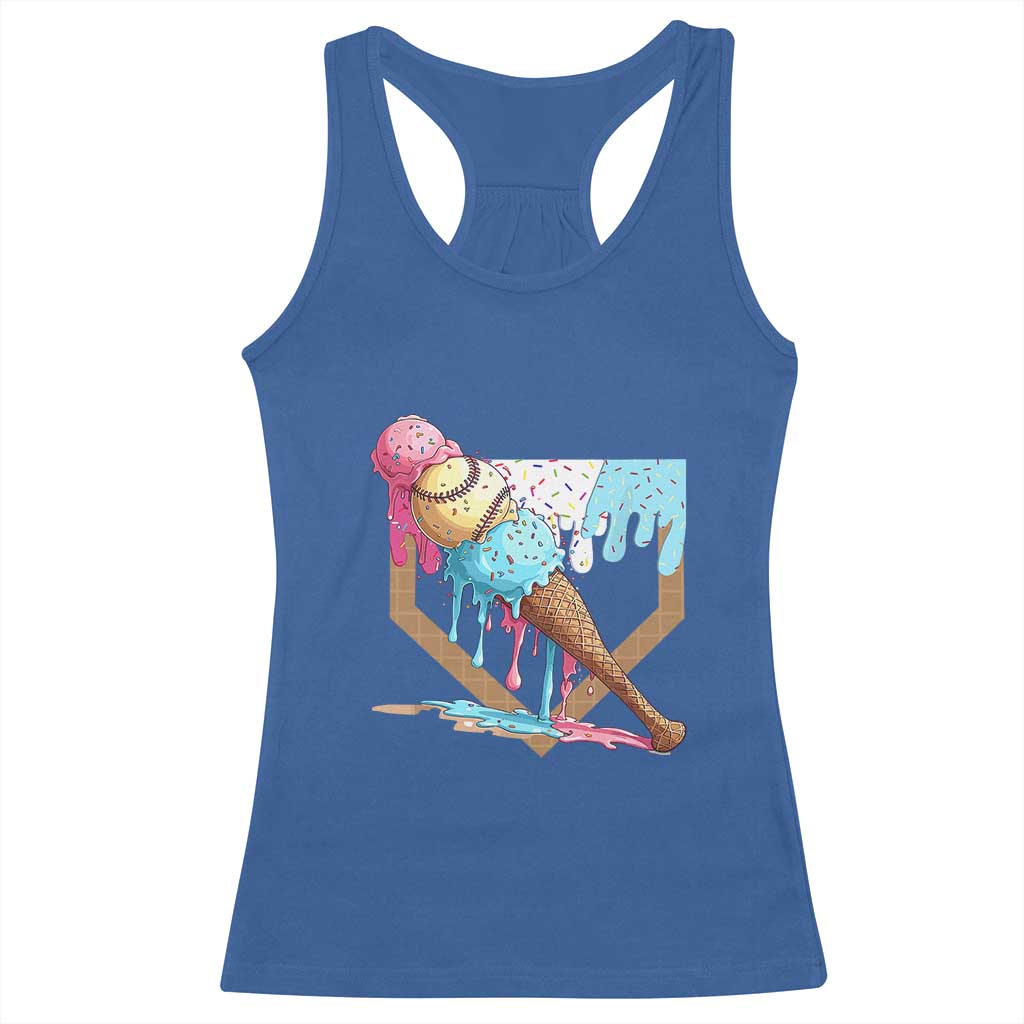 Baseball Home Ice Cream Dripping Racerback Tank Top