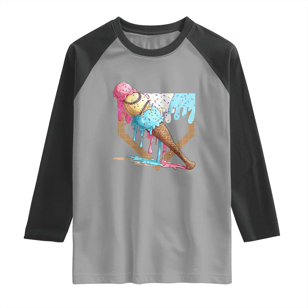 Baseball Home Ice Cream Dripping Raglan Shirt