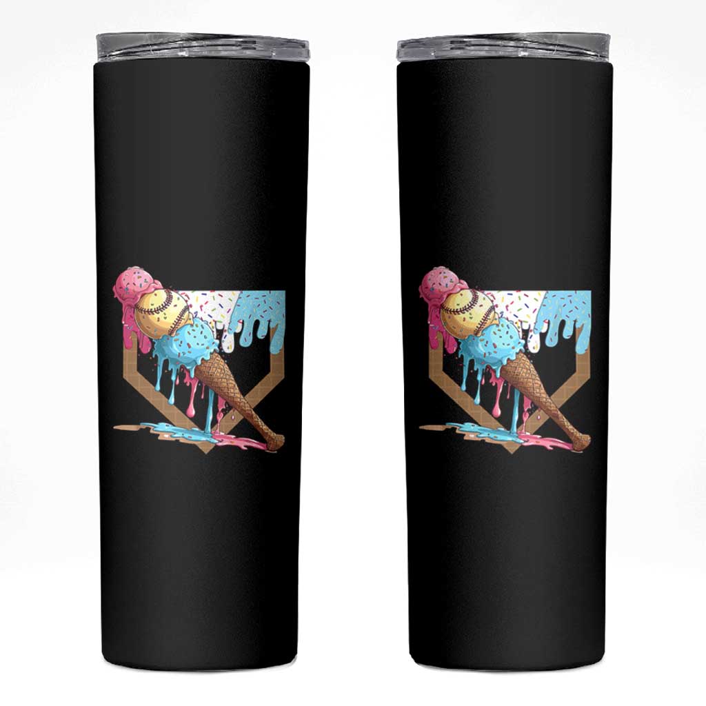 Baseball Home Ice Cream Dripping Skinny Tumbler