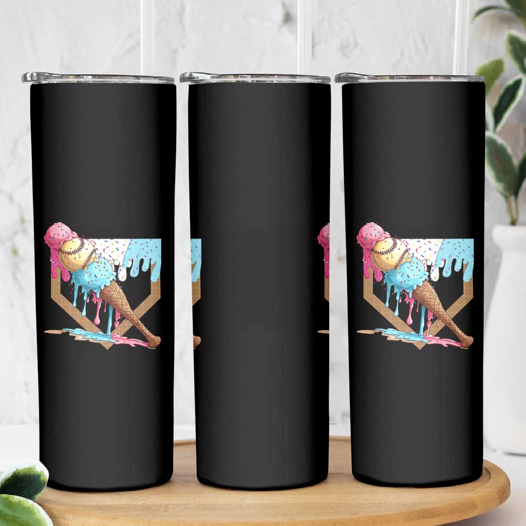 Baseball Home Ice Cream Dripping Skinny Tumbler