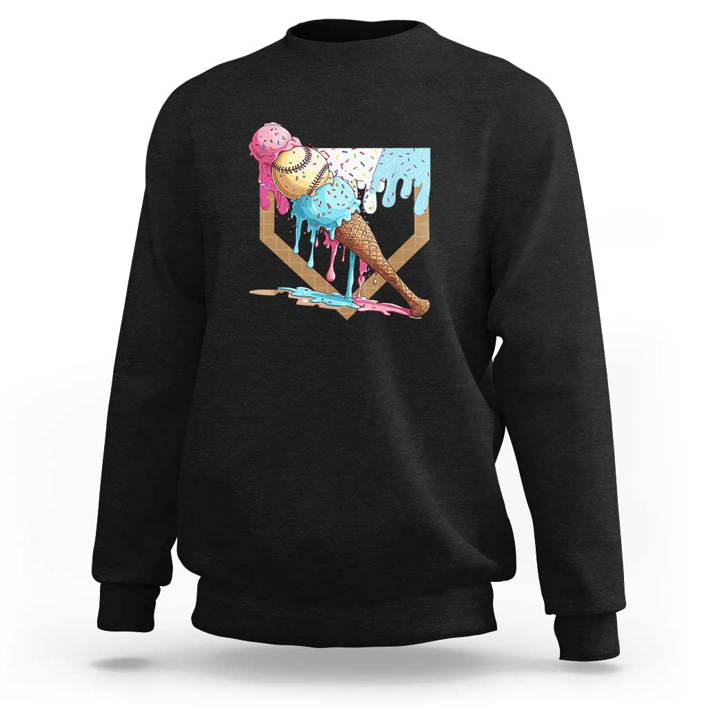 Baseball Home Ice Cream Dripping Sweatshirt
